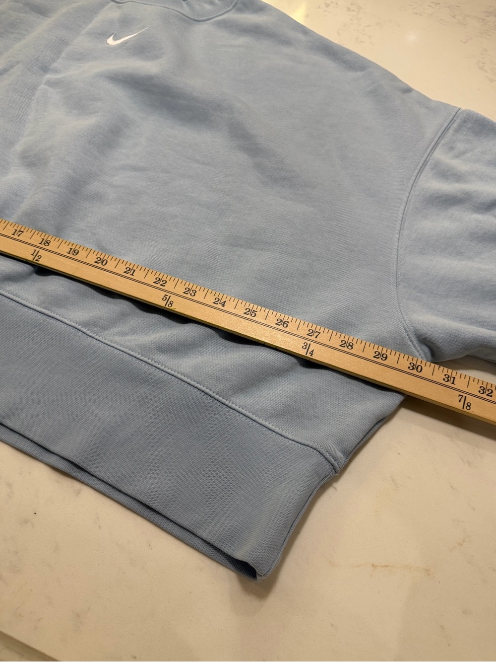 Nike Light Blue Cropped Crew Sweatshirt with White Swoosh - Picture 9 of 10